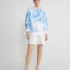 Lafayette 148 New York Tops & Tees | Shibori Cotton French Terry Sweatshirt Sky Blue Multi