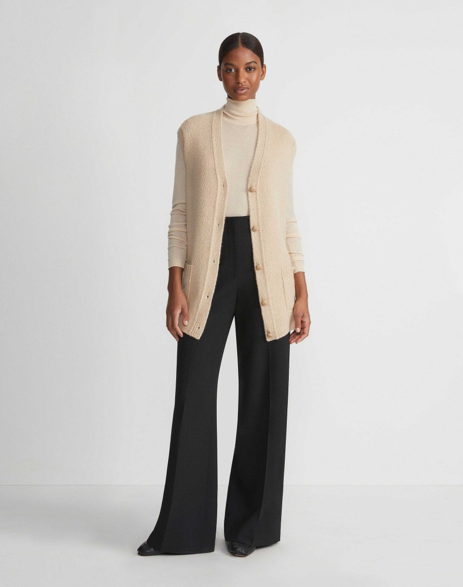 Lafayette 148 New York Sweaters & Knits | Fine Gauge Cashmere Stand Collar Sweater Pampas Plume