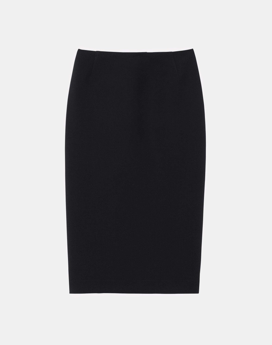 Lafayette 148 New York Skirts | Wool-Silk Crepe Pencil Skirt Black