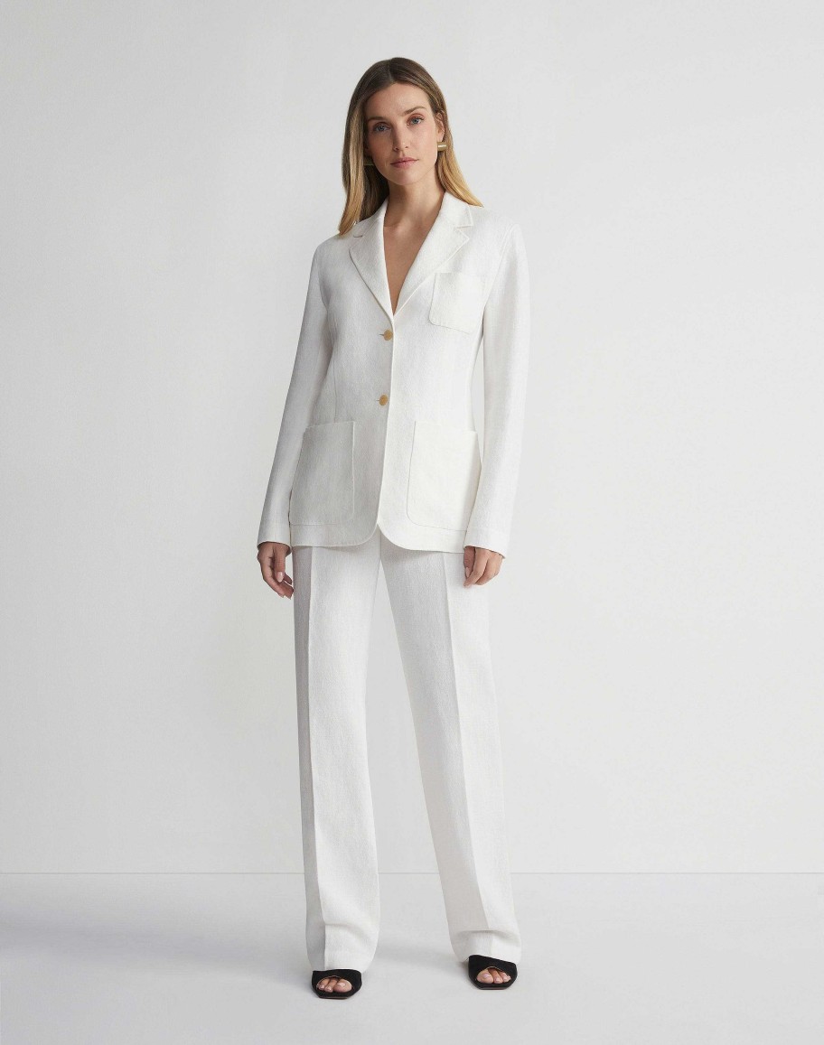 Lafayette 148 New York Jackets & Blazers | Linen Three Pocket Blazer White