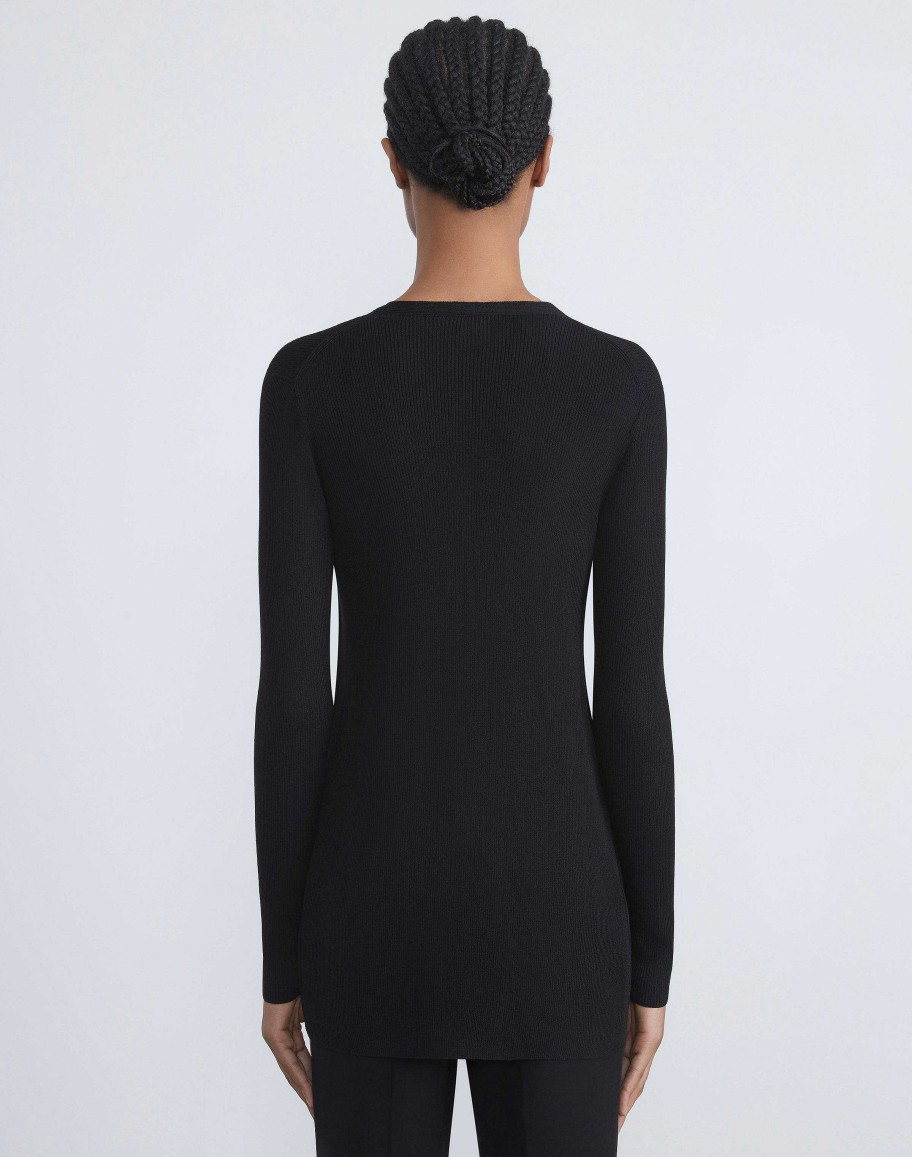 Lafayette 148 New York Sweaters & Knits | Finespun Voile Ribbed Long Cardigan Black