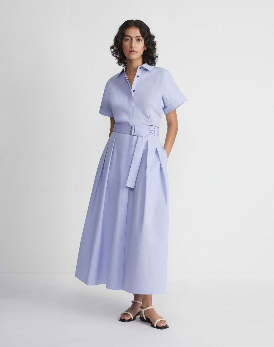 Lafayette 148 New York Dresses | Organic Cotton Poplin Shirtdress Wild Bluet