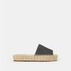 Lafayette 148 New York Sandals | Grained Calfskin Leather Espadrille Slide Black