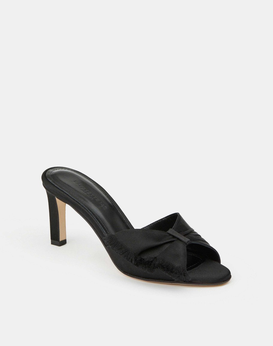 Lafayette 148 New York Sandals | Satin Heeled Mule Black