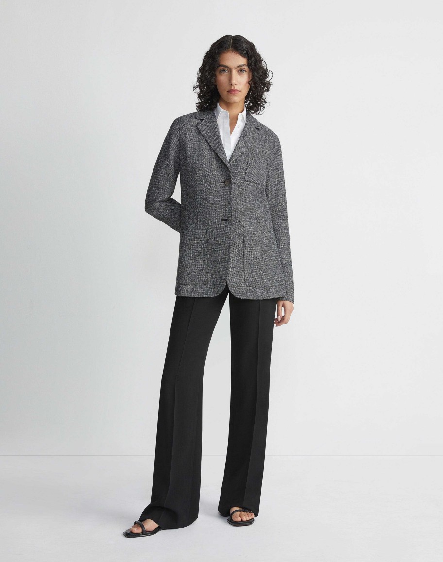 Lafayette 148 New York Jackets & Blazers | Marled Linen Basketweave Three Pocket Blazer Black Multi