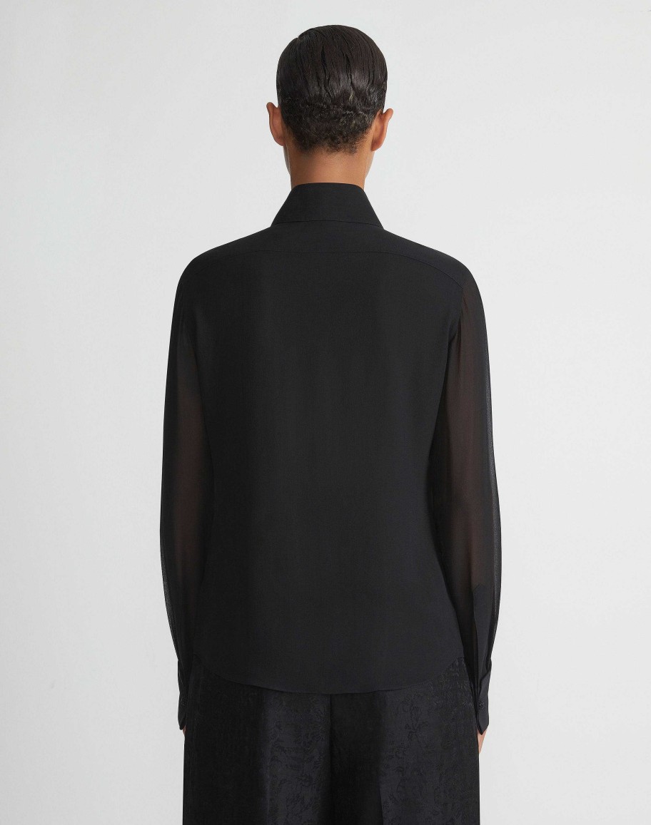 Lafayette 148 New York Blouses & Shirts | Hand-Beaded Silk Georgette Pintuck Blouse Black