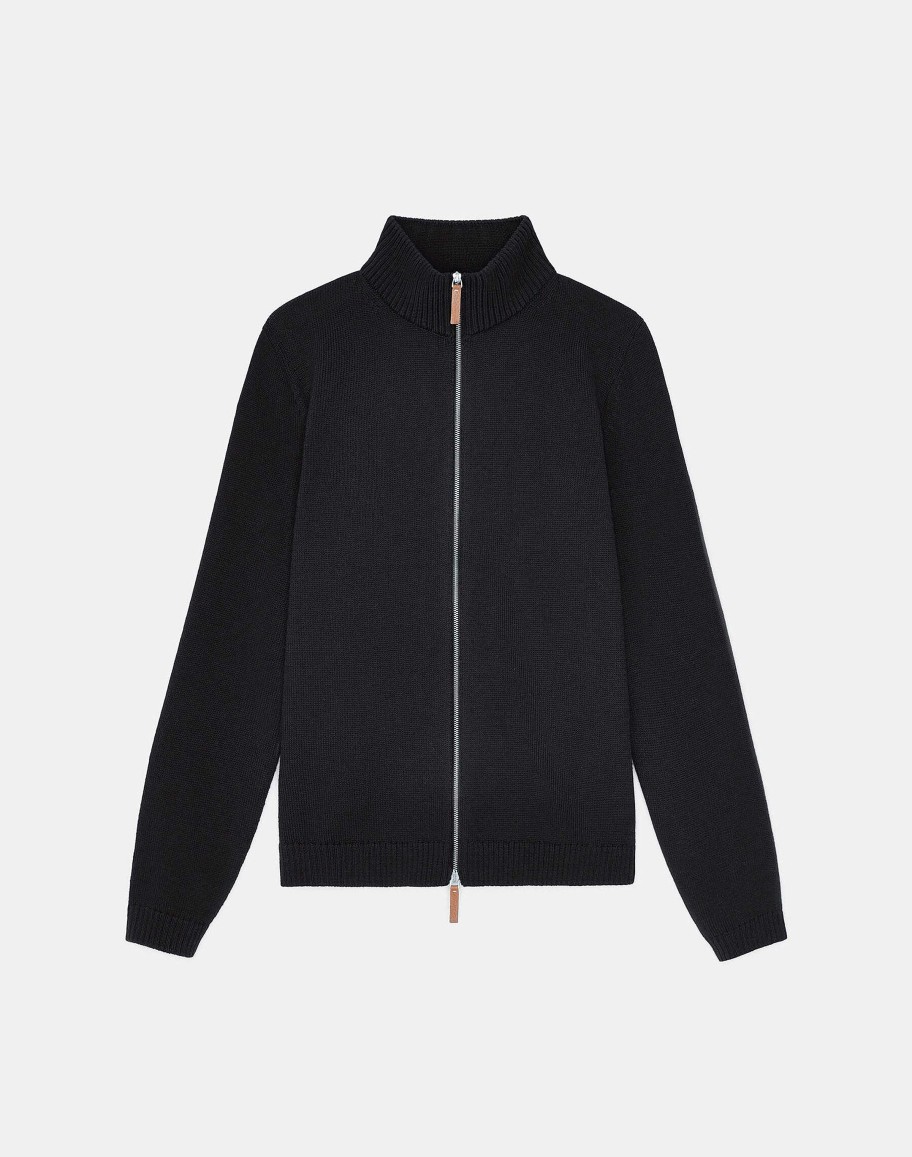 Lafayette 148 New York Sweaters & Knits | Cotton-Silk Tape Knit Bomber Navy