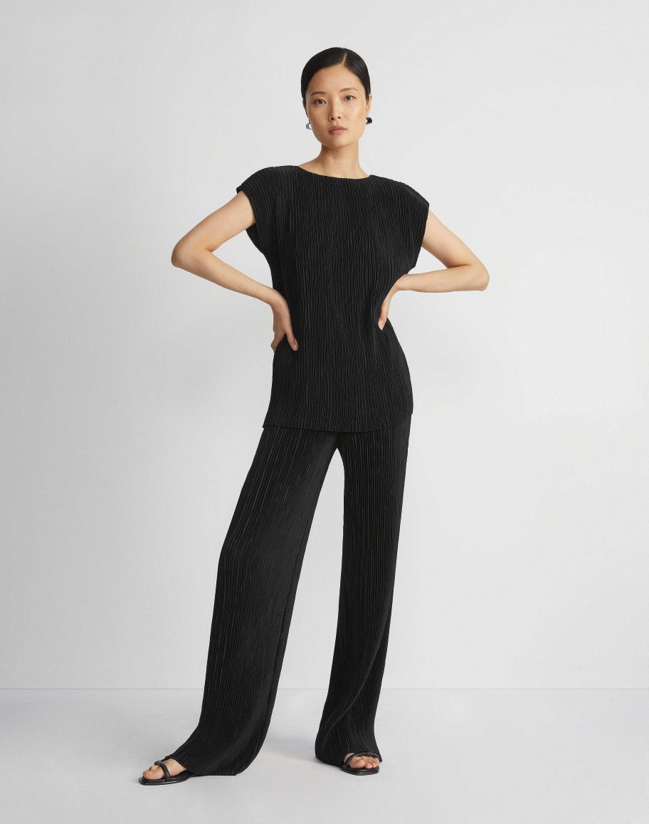 Lafayette 148 New York Blouses & Shirts | Recycled Poly Satin Pliss Dolman Blouse Black