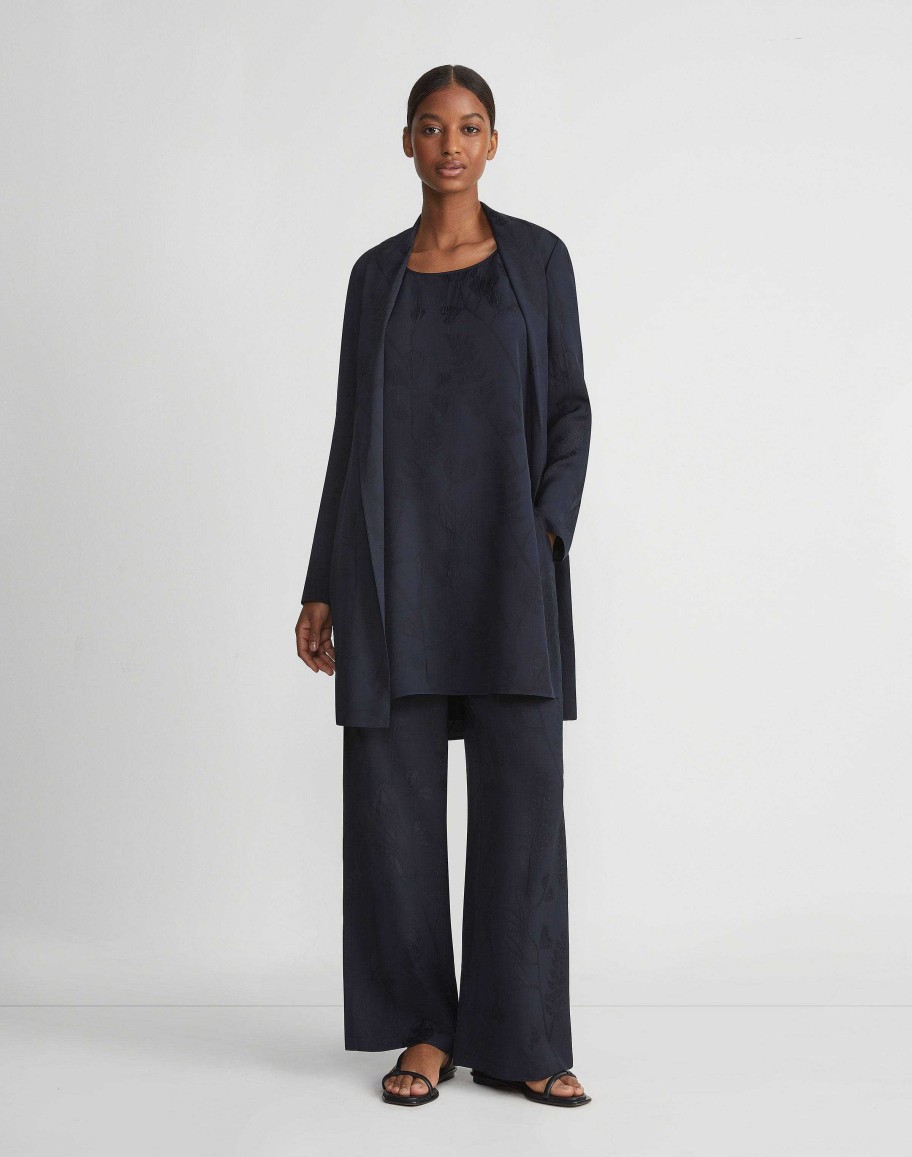 Lafayette 148 New York Blouses & Shirts | Flora Bloom Cloqu Jacquard Viscose Tunic Blouse Navy