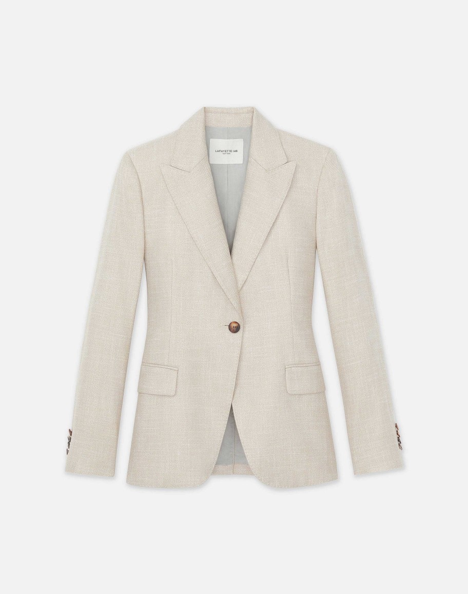 Lafayette 148 New York Jackets & Blazers | Bamboo Viscose Twill Single Button Blazer Birch Bark Multi