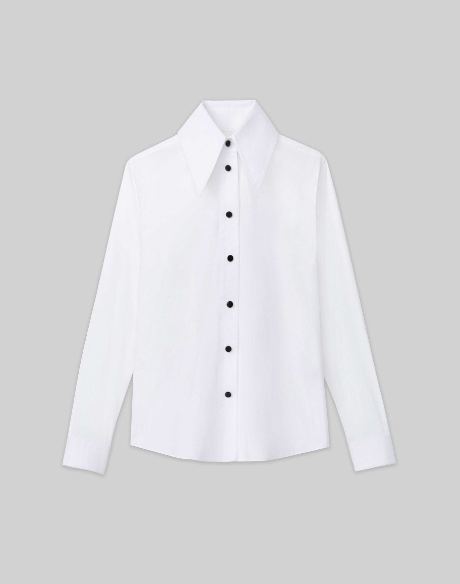 Lafayette 148 New York Blouses & Shirts | Stretch Cotton Snap Front Shirt White