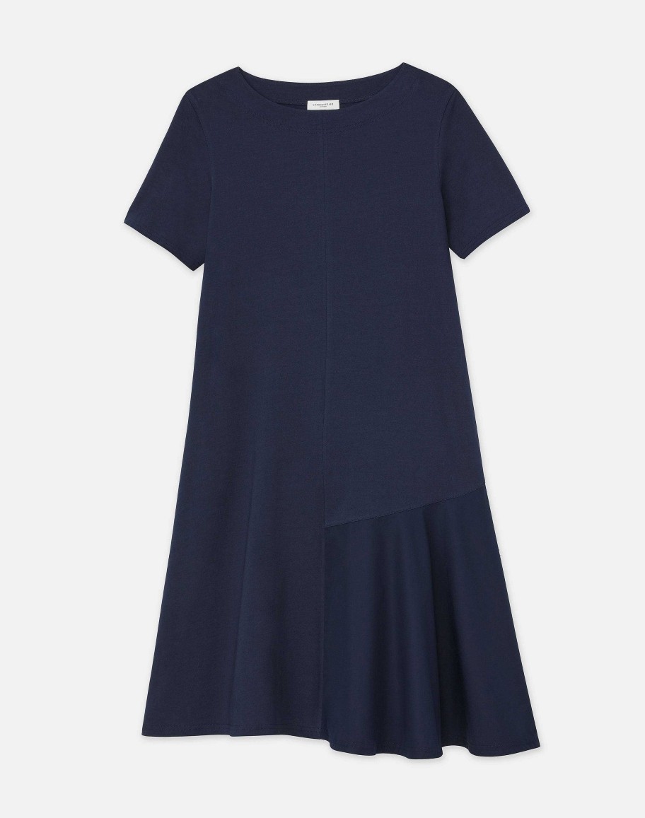 Lafayette 148 New York Dresses | Cotton Jersey Flounced T-Shirt Dress Ink