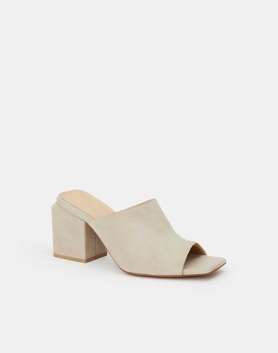 Lafayette 148 New York Sandals | Suede Heeled Mule Sandstone