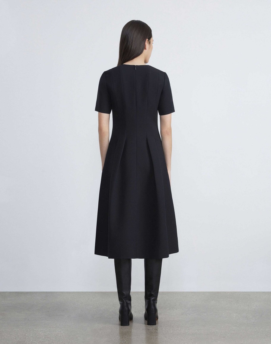 Lafayette 148 New York Dresses | Wool-Silk Crepe Dress Black