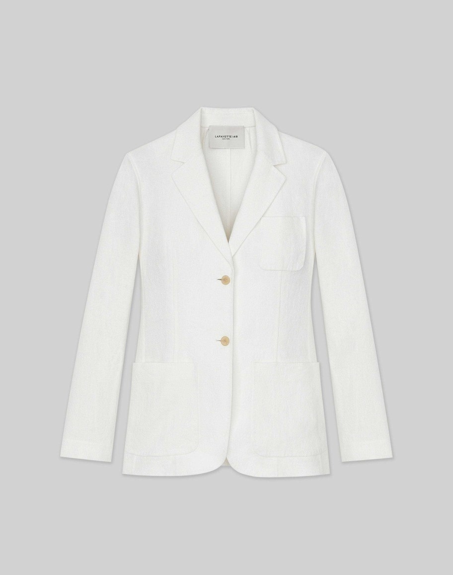 Lafayette 148 New York Jackets & Blazers | Linen Three Pocket Blazer White