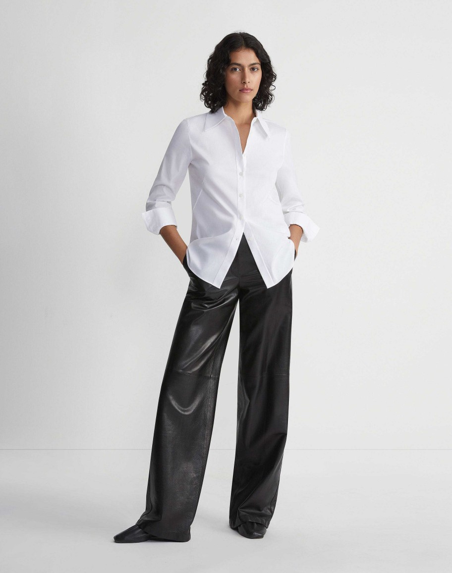 Lafayette 148 New York Blouses & Shirts | Stretch Cotton Slim Shirt White