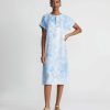 Lafayette 148 New York Dresses | Eco Flora Print Silk Twill T-Shirt Dress Sky Blue Multi