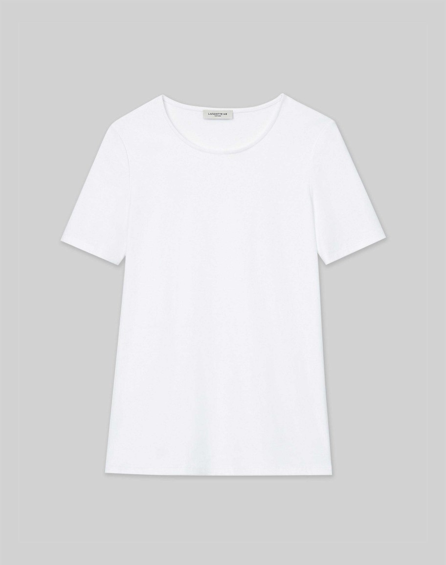 Lafayette 148 New York Tops & Tees | Cotton Rib Crewneck T-Shirt Black