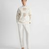 Lafayette 148 New York Sweaters & Knits | Hand-Embroidered Flora Bloom Cotton-Wool Chainette Sweater Creme Multi