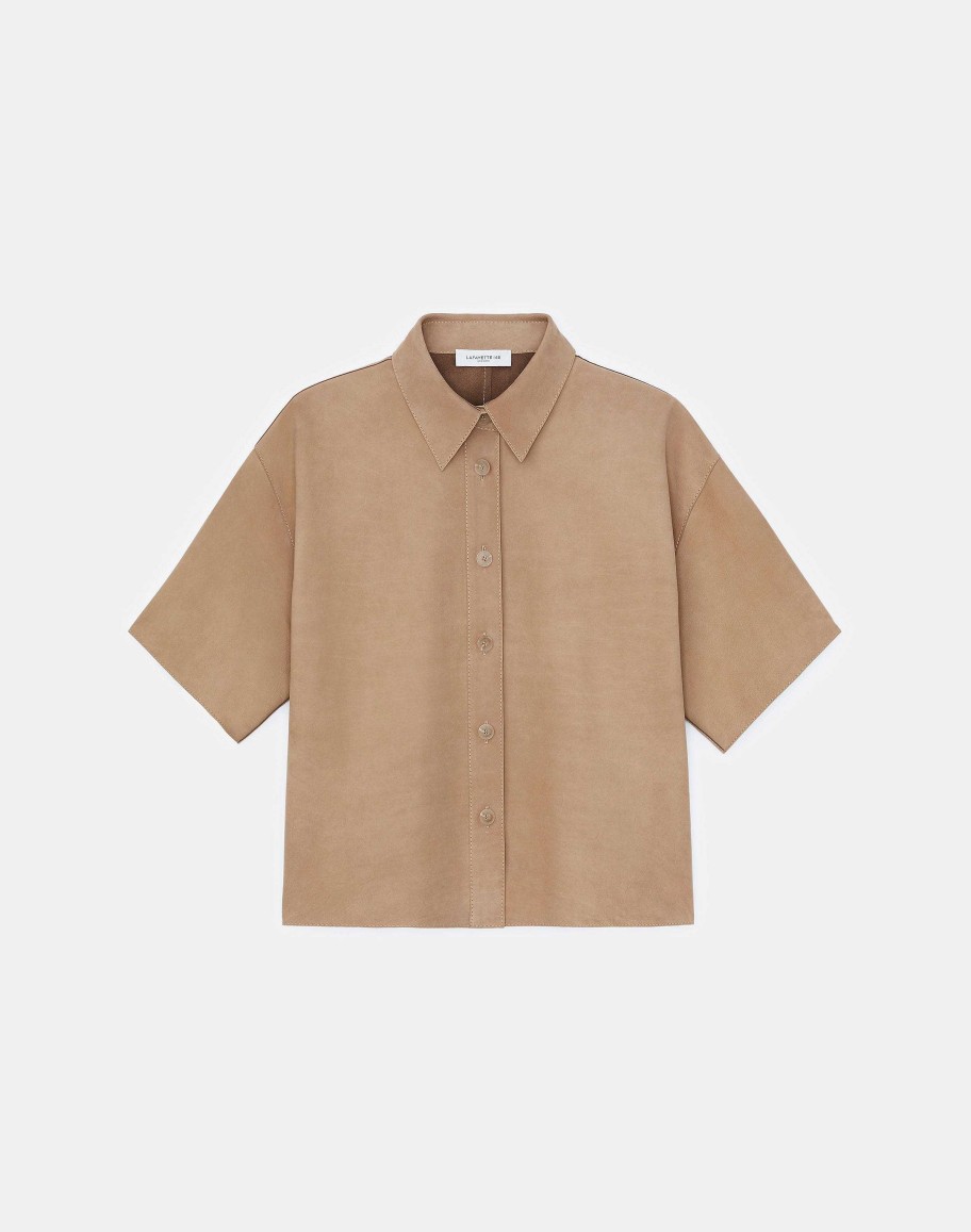 Lafayette 148 New York Blouses & Shirts | Nubuck Calfskin Suede Shirt Oat