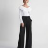 Lafayette 148 New York Pants & Shorts | Viscose-Linen Twill Thames Button Wide Leg Pant Black