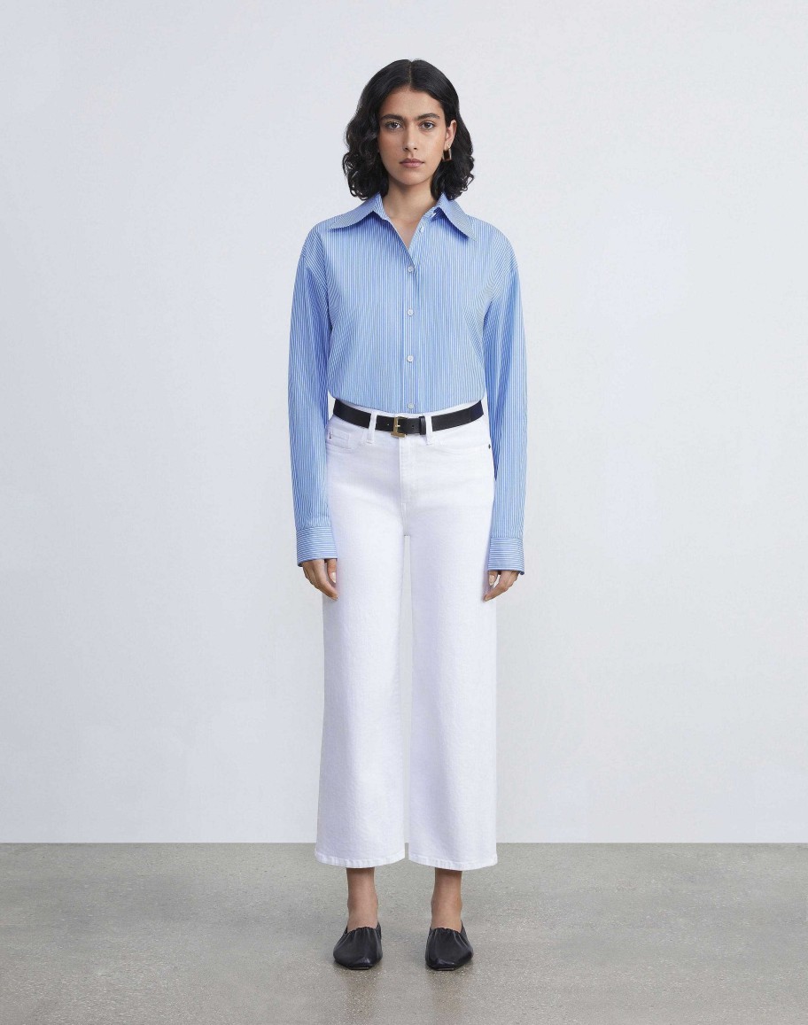 Lafayette 148 New York Pants & Shorts | L148 Denim Wyckoff Wide-Leg Cropped Jean Washed Plaster