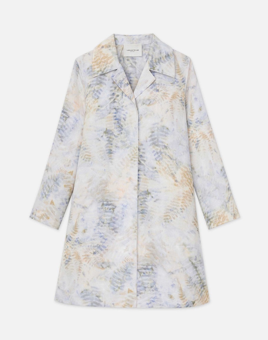 Lafayette 148 New York Jackets & Blazers | Eco Fern Print Linen-Poly Overcoat Bluestone Multi