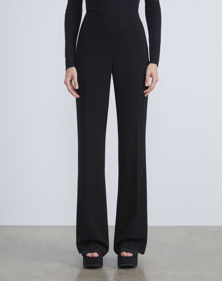 Lafayette 148 New York Suits | Finesse Crepe Gates Side-Zip Flared Pant Navy