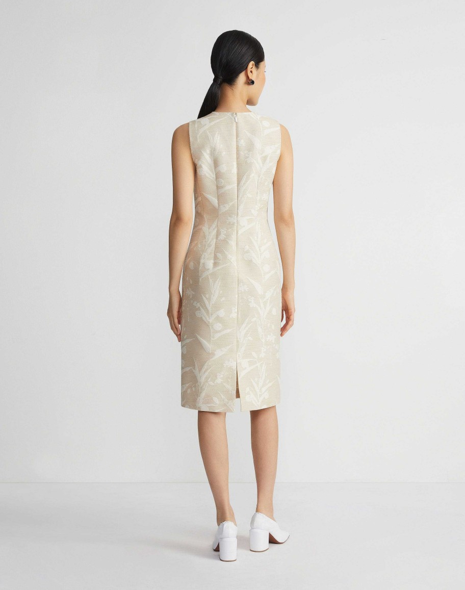 Lafayette 148 New York Dresses | Eco Flora Jacquard Cotton-Silk Sheath Dress Dune Multi