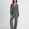 Lafayette 148 New York Jackets & Blazers | Marled Linen Basketweave Belted Blazer Black Multi