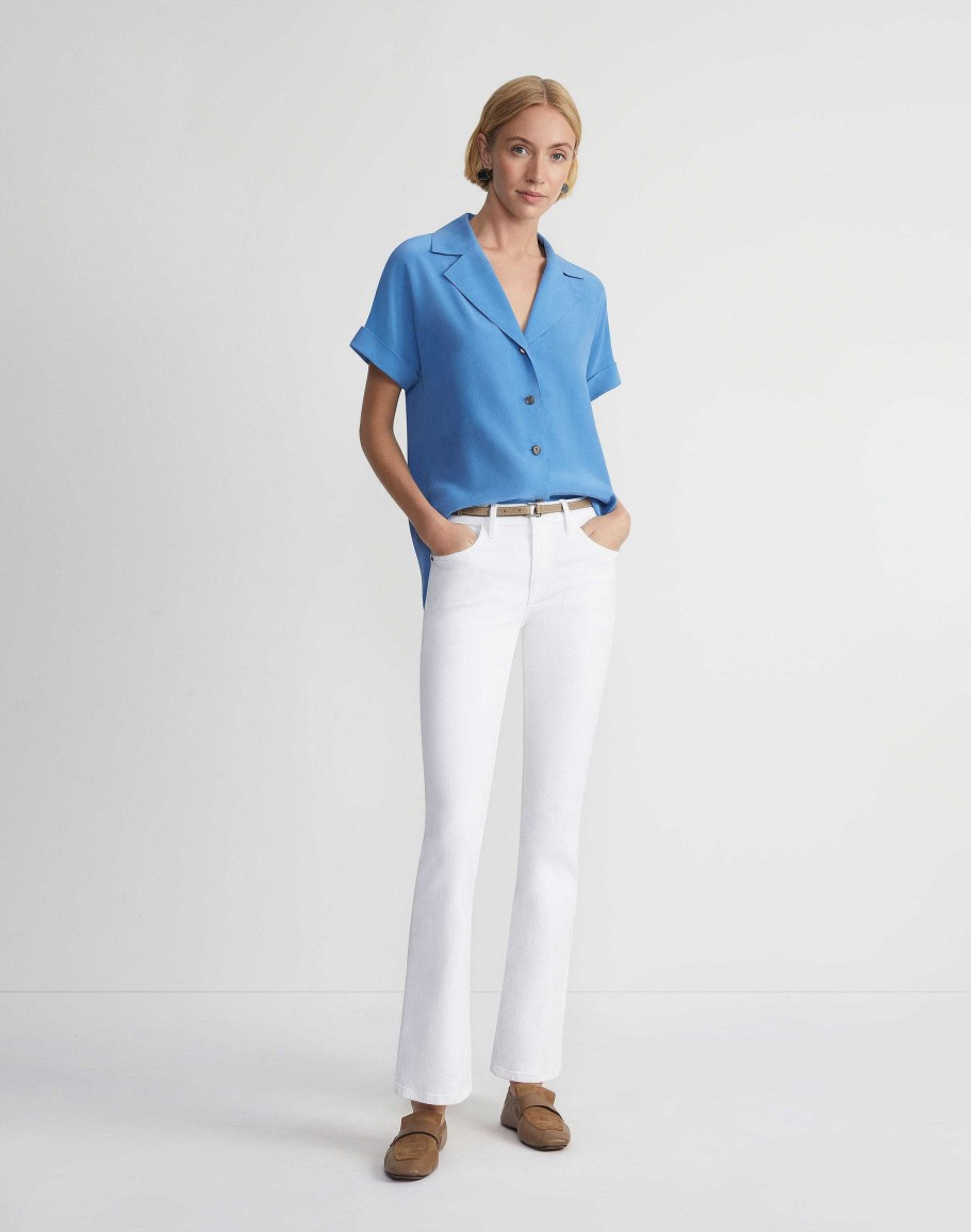 Lafayette 148 New York Blouses & Shirts | Sandwashed Silk Notch Collar Blouse Eucalyptus