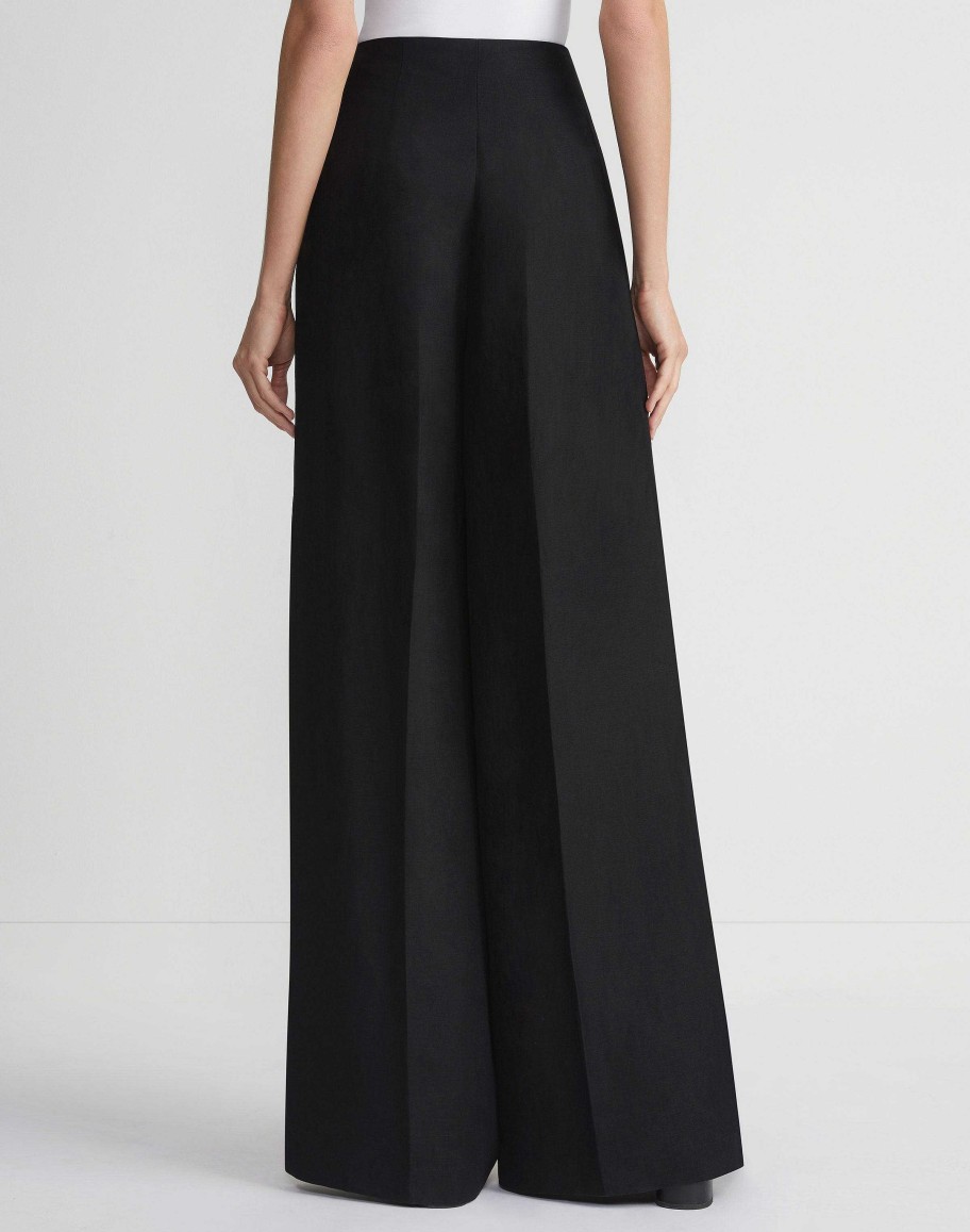 Lafayette 148 New York Pants & Shorts | Viscose-Linen Twill Thames Button Wide Leg Pant Black