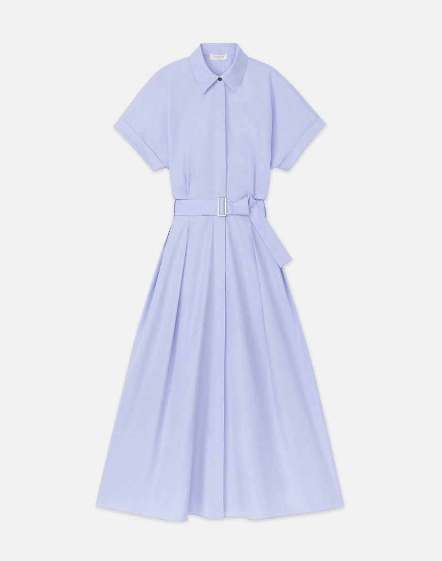 Lafayette 148 New York Dresses | Organic Cotton Poplin Shirtdress Wild Bluet