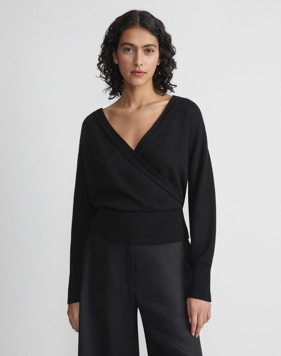 Lafayette 148 New York Sweaters & Knits | Cotton-Silk Surplice V-Neck Sweater Cloud