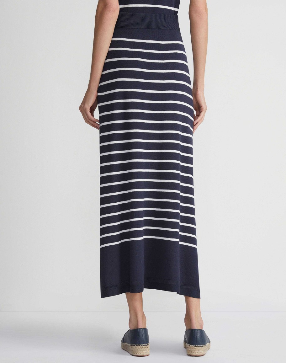 Lafayette 148 New York Skirts | Stripe Responsible Matte Crepe Skirt Ink Multi