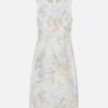 Lafayette 148 New York Dresses | Eco Fern Print Linen-Poly Sheath Dress Bluestone Multi