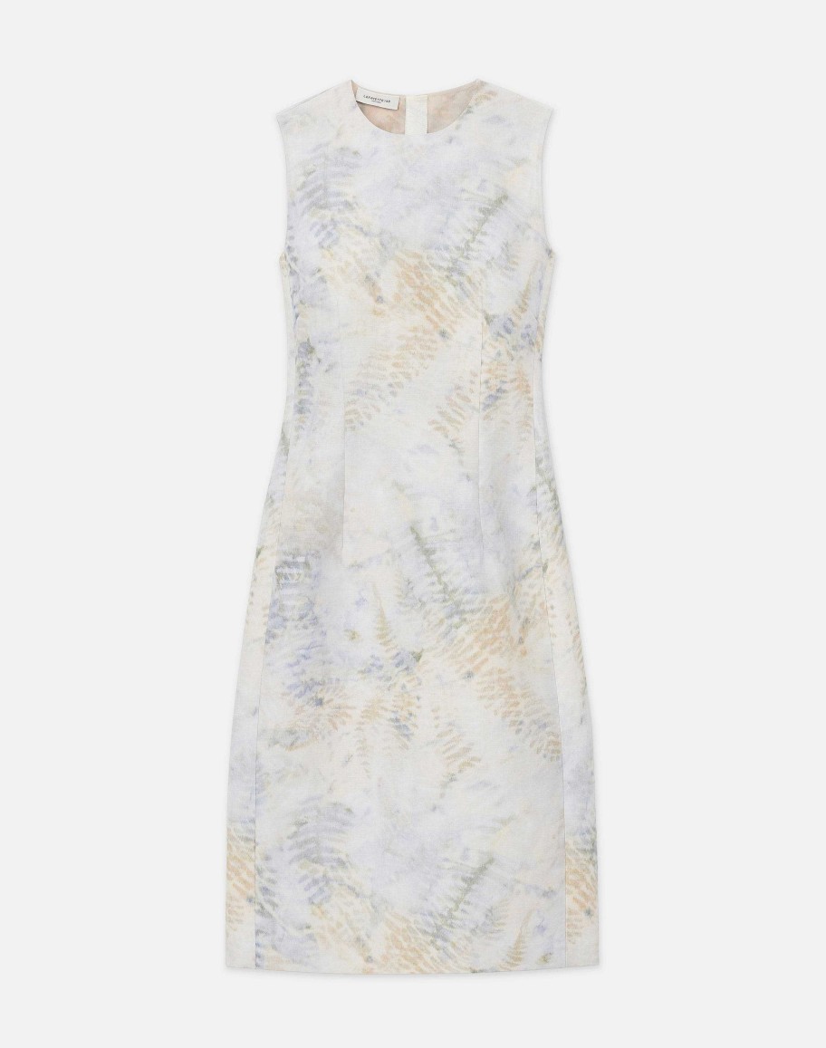 Lafayette 148 New York Dresses | Eco Fern Print Linen-Poly Sheath Dress Bluestone Multi