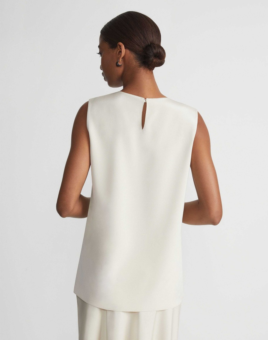 Lafayette 148 New York Blouses & Shirts | Silk Crepe De Chine Sleeveless Blouse Cloud