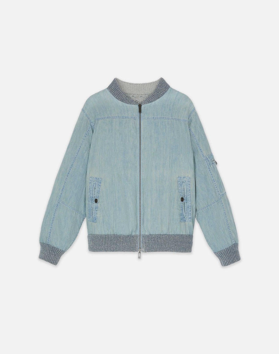 Lafayette 148 New York Denim | Denim Yarn & Organic Chambray Reversible Bomber Denim Multi