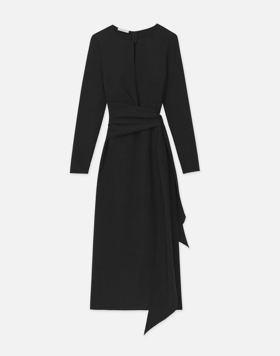 Lafayette 148 New York Dresses | Responsible Finesse Crepe Keyhole Wrap Sash Dress Black