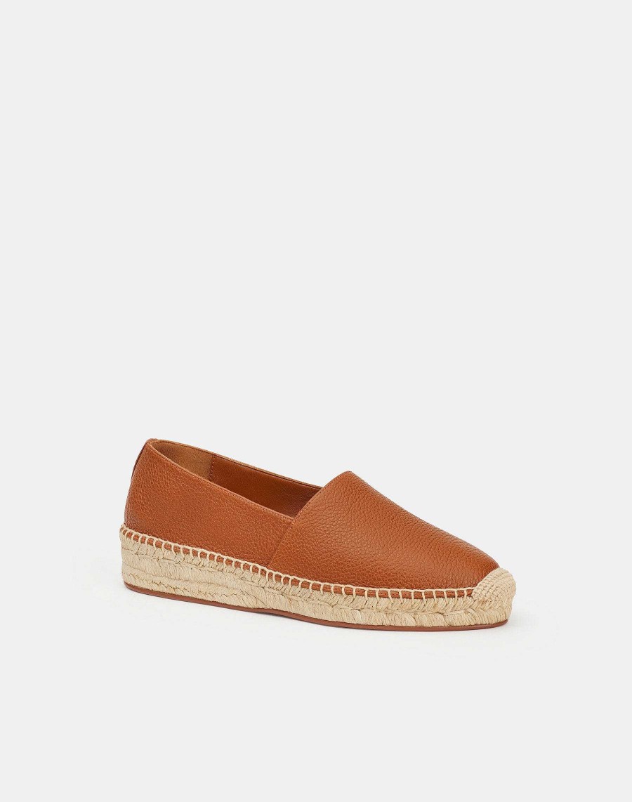 Lafayette 148 New York Ballets | Grained Calfskin Leather Slip-On Espadrille Copper