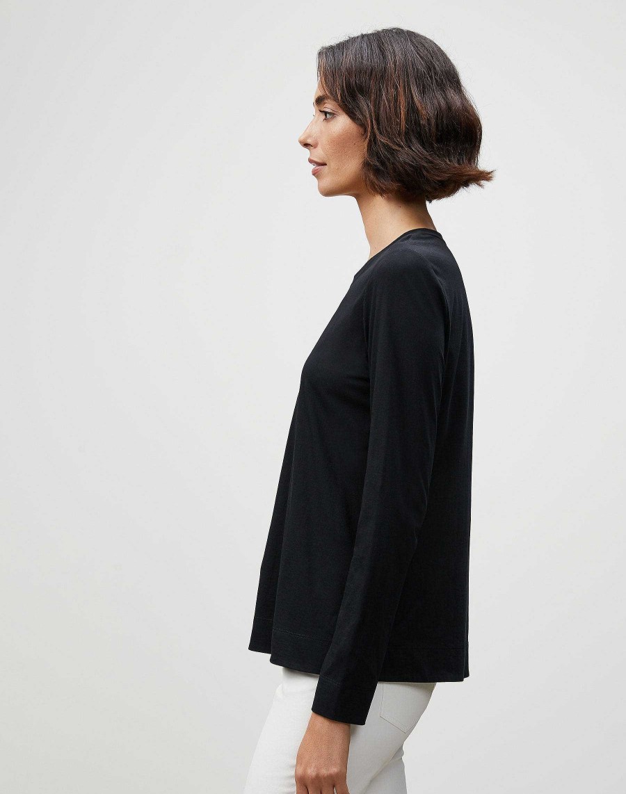 Lafayette 148 New York Tops & Tees | Cotton Jersey Modern Long Sleeve Tee White