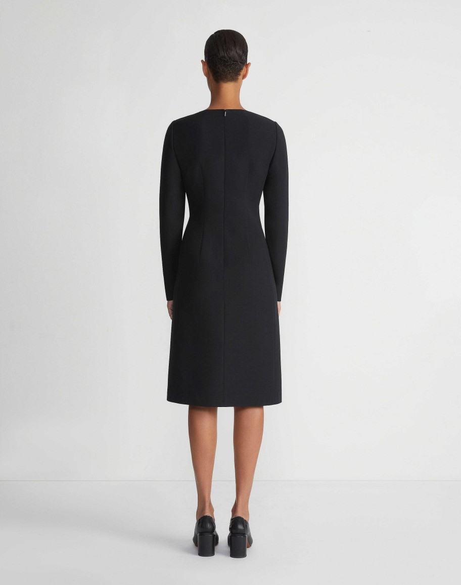 Lafayette 148 New York Dresses | Wool-Silk Crepe Long Sleeve Sheath Dress Wild Bluet