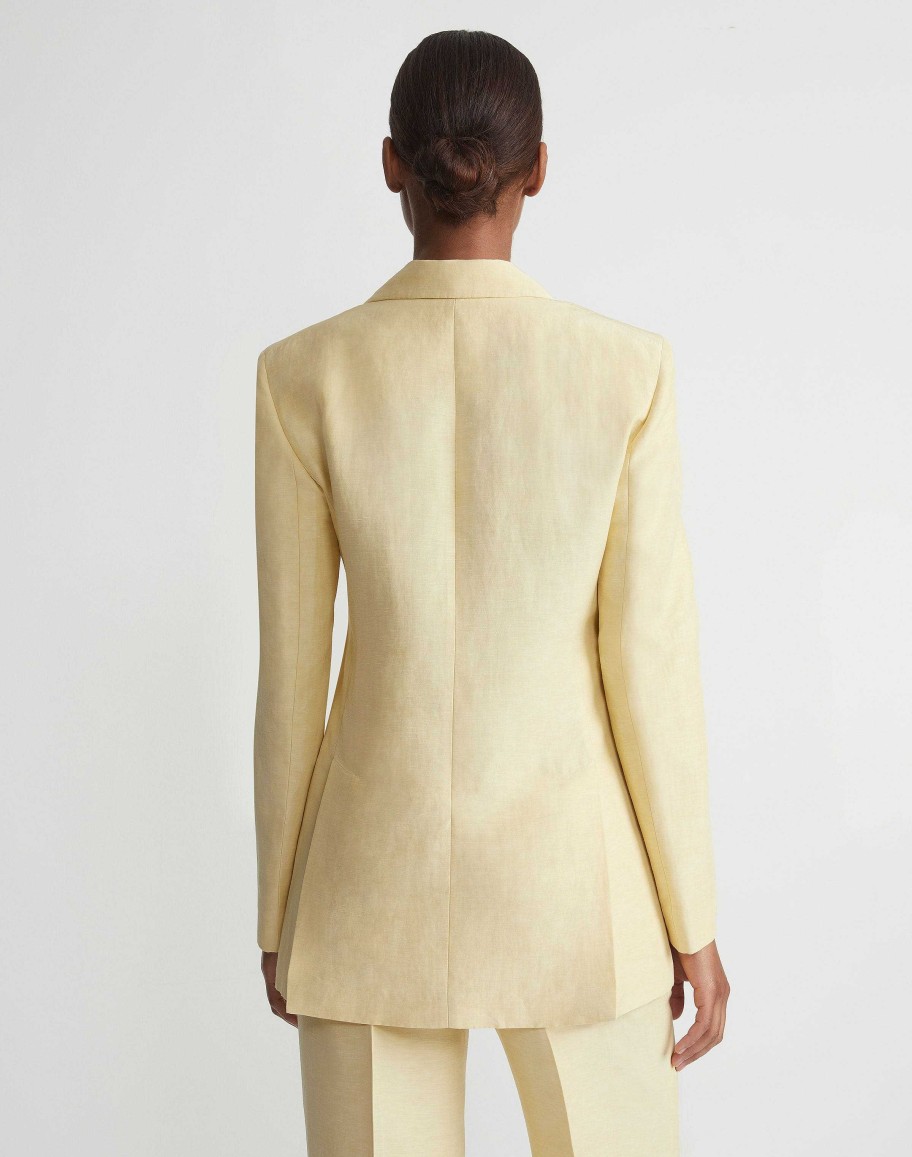 Lafayette 148 New York Jackets & Blazers | Linen-Viscose Peak Lapel Blazer Pebble