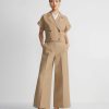 Lafayette 148 New York Pants & Shorts | Silk-Linen Franklin Split Wide Leg Pant Cadet Khaki