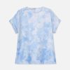 Lafayette 148 New York Blouses & Shirts | Eco Flora Print Silk Twill T-Shirt Blouse Sky Blue Multi