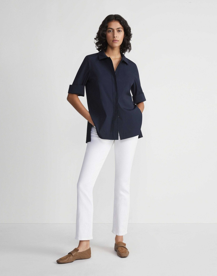 Lafayette 148 New York Blouses & Shirts | Stretch Cotton Peplum Shirt Black