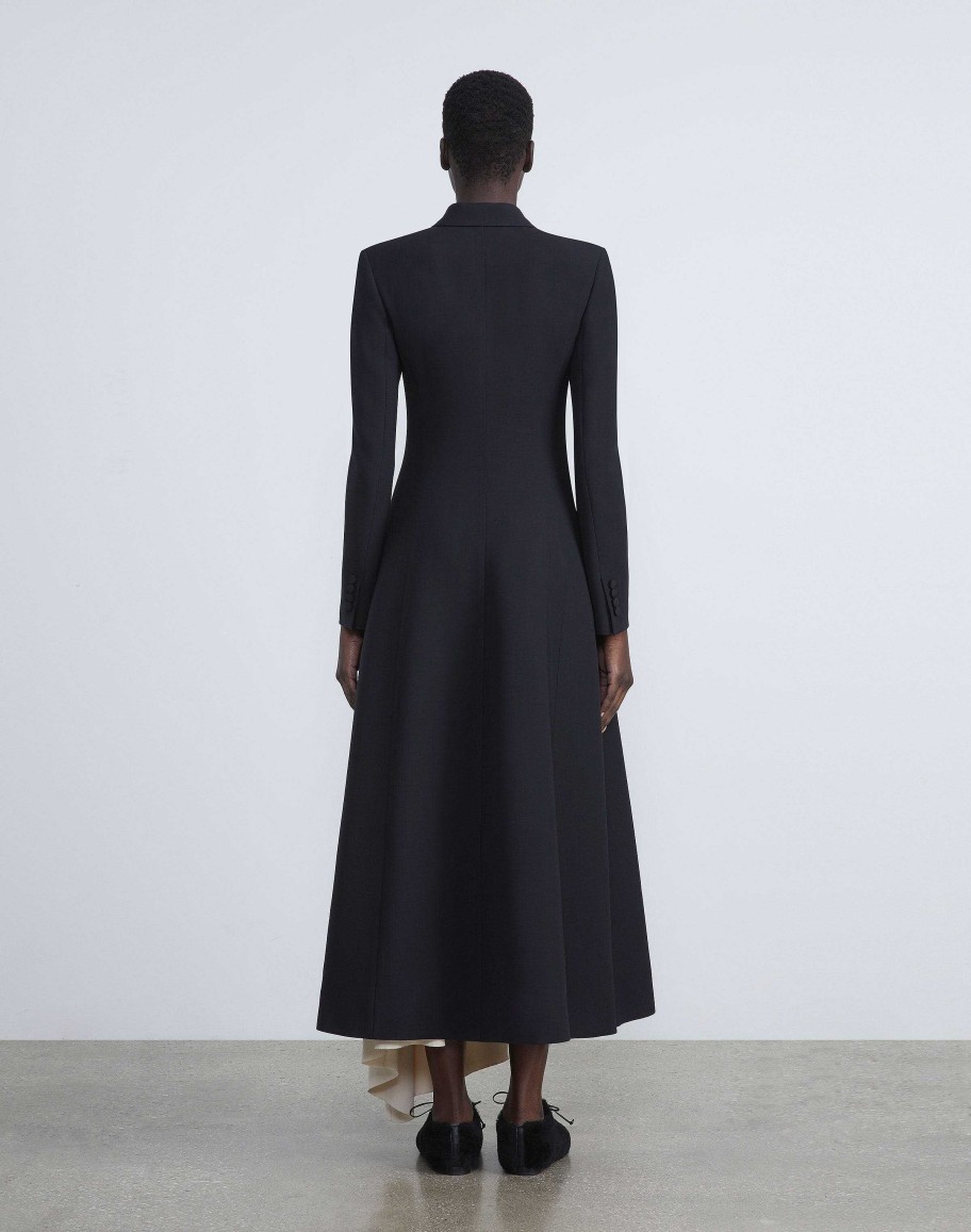 Lafayette 148 New York Coats & Outerwear | Wool-Silk Crepe Three-Button Academy Coat Black