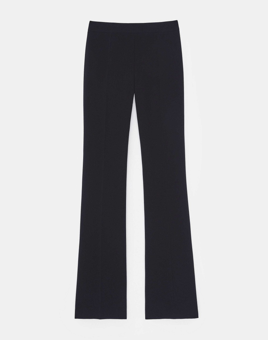 Lafayette 148 New York Suits | Finesse Crepe Gates Side-Zip Flared Pant Navy