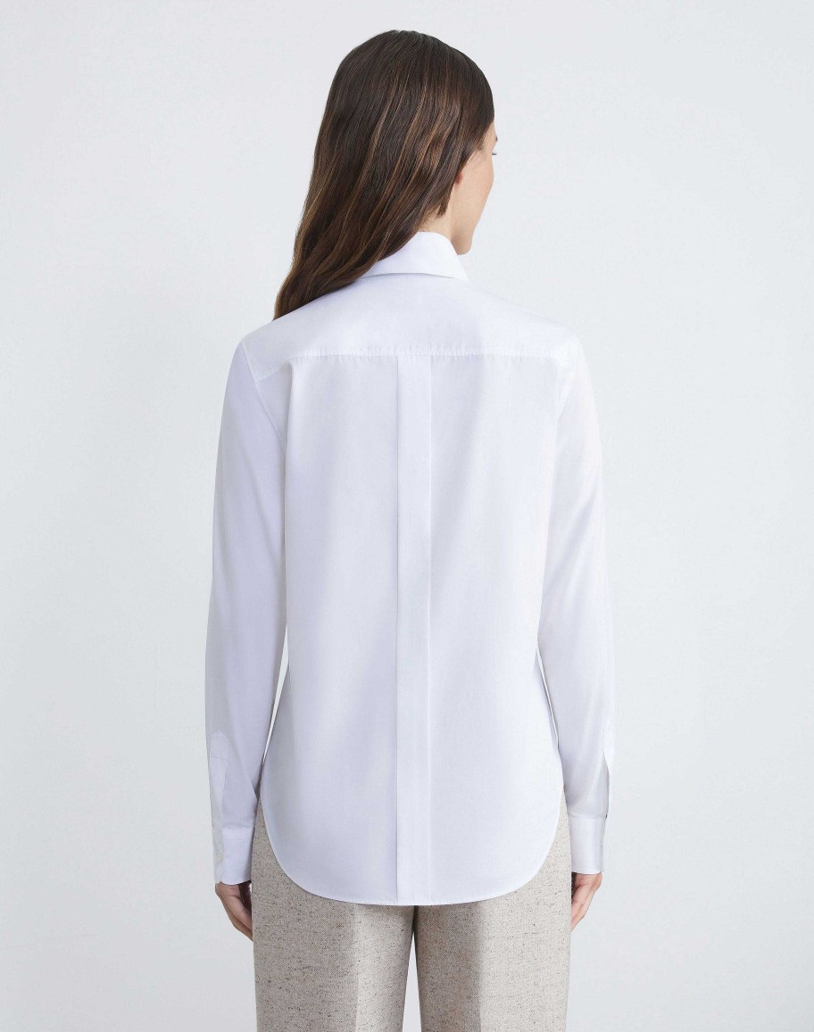 Lafayette 148 New York Blouses & Shirts | Organic Cotton Poplin High Collar Shirt Wild Bluet